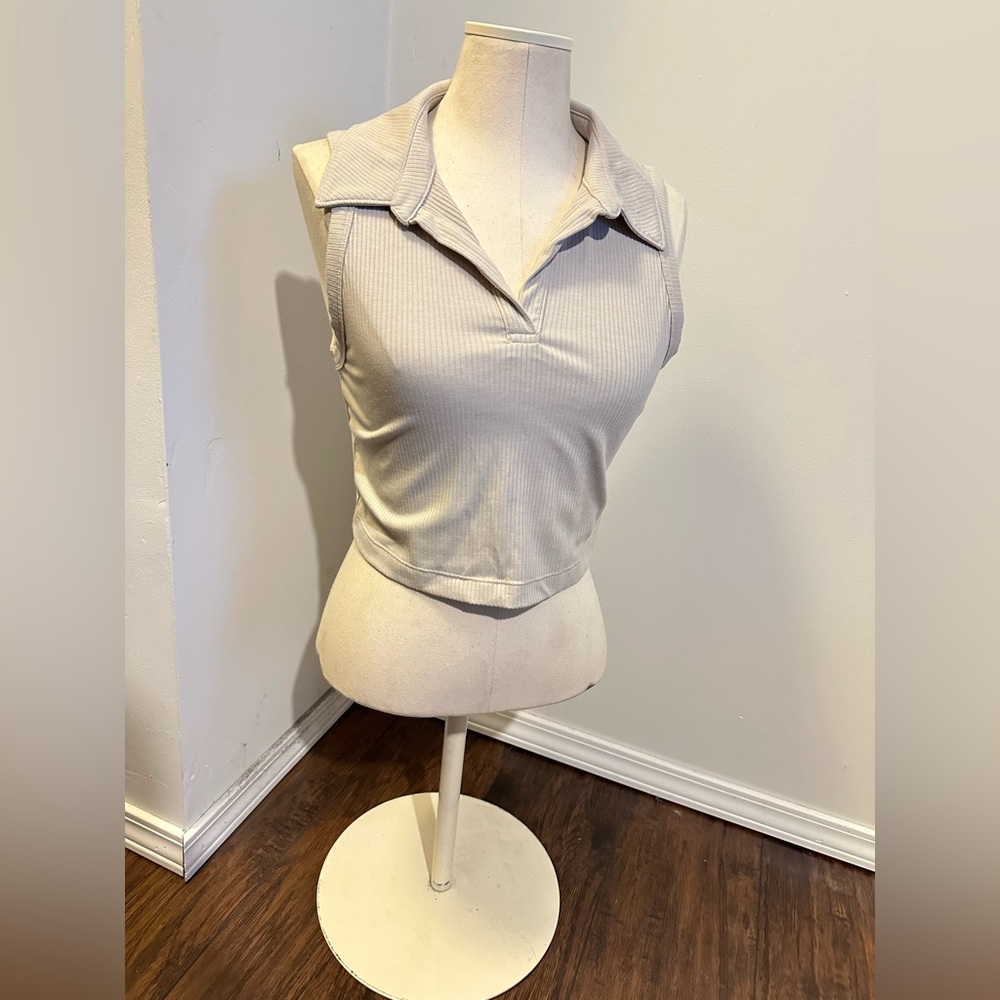 Calvin Klein Cream Ribbed Crop Top